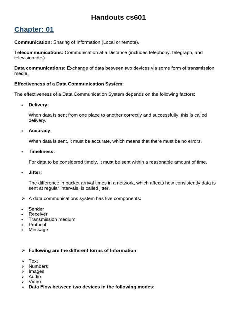 cs601 handouts notes | PDF | Computer Network | Network Topology