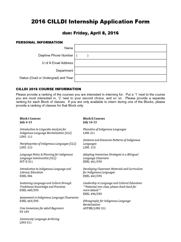 2015 Internship Applicationform b w | PDF | Alberta | Human Communication