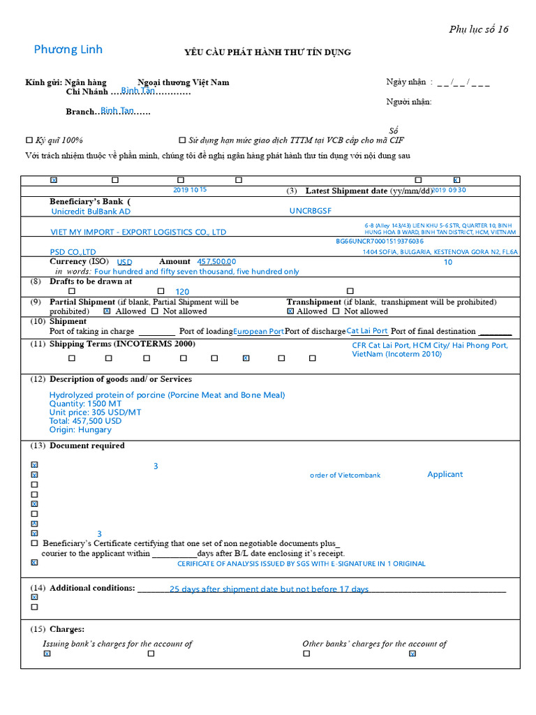Application for LC issuance | PDF