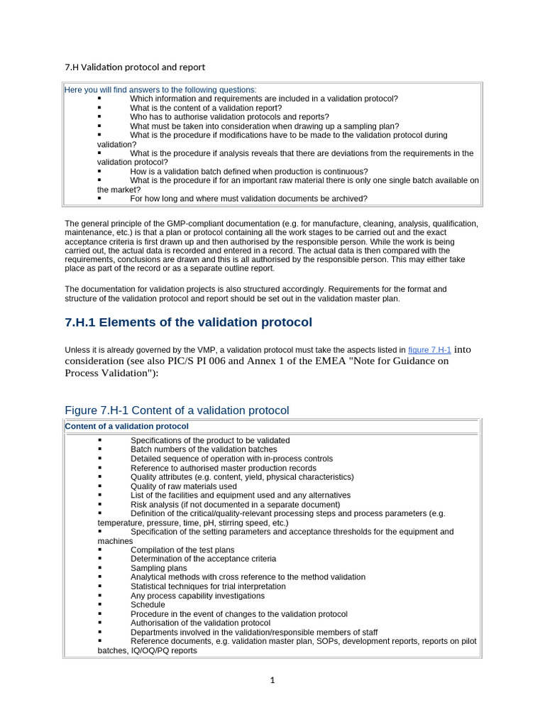 7.H Validation Protocol and Report | PDF