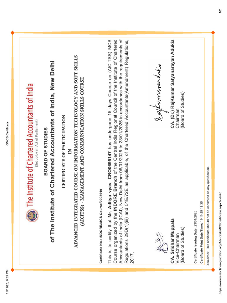 Mcs Certificate | PDF