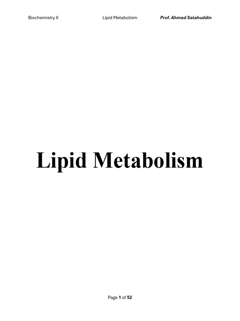 lipid metabolism L2 | PDF | Lipoprotein | Cholesterol