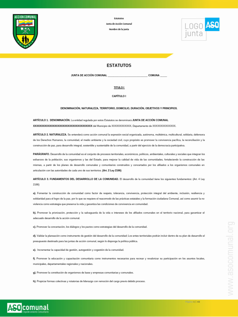 Formato Estatutos 2026 | PDF | Quórum | Democracia