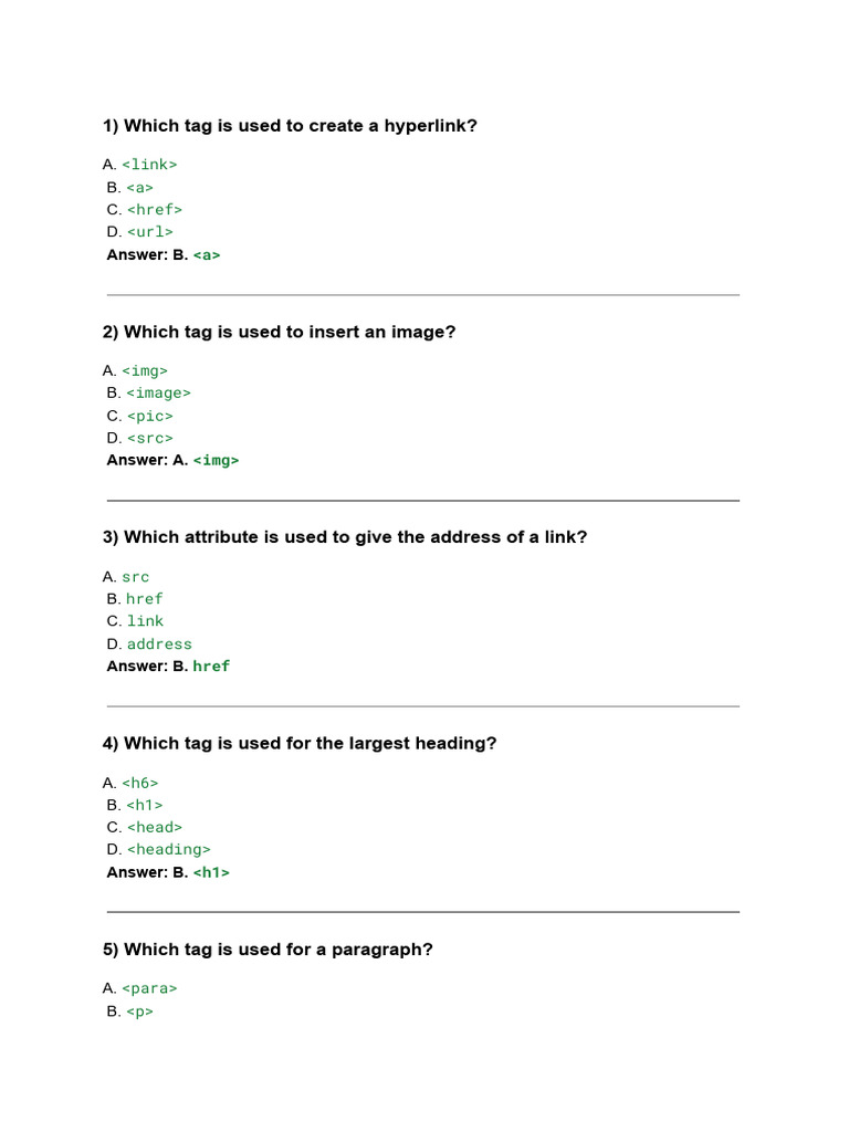 HTML CSS MCQS | PDF | Software | Html