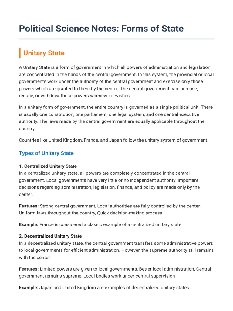 Types of State and Their Types and Differences | PDF | Federation ...