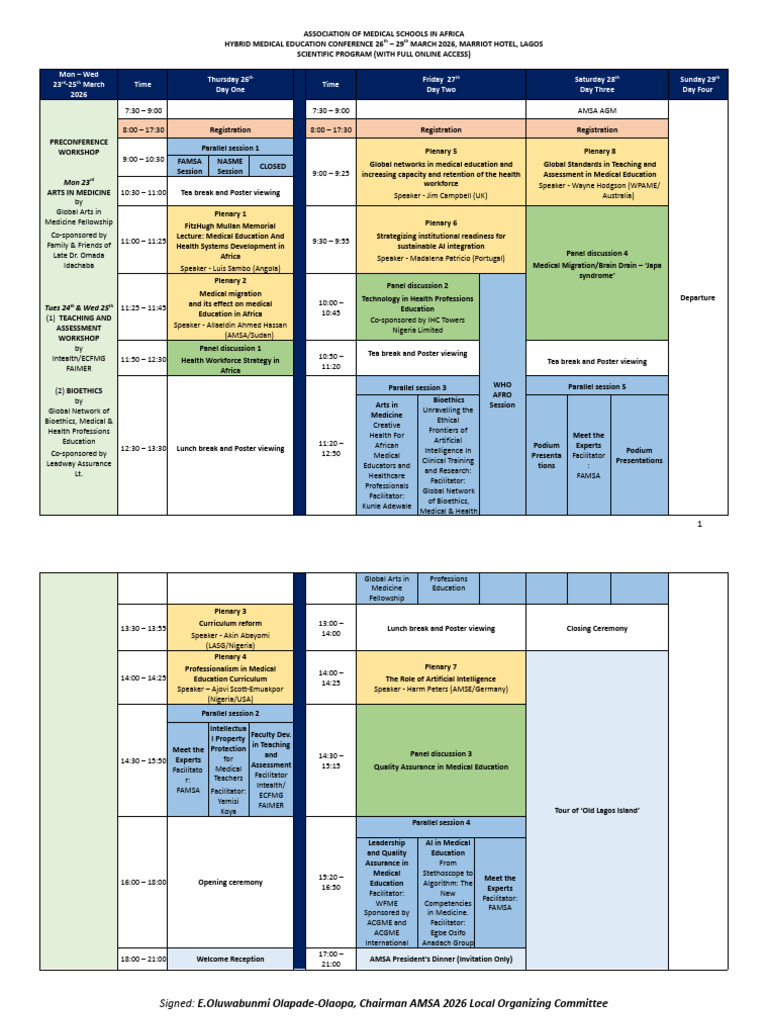 AMSA 2026 - Schematic Scientific Program - SignedEOO | PDF | Bioethics ...