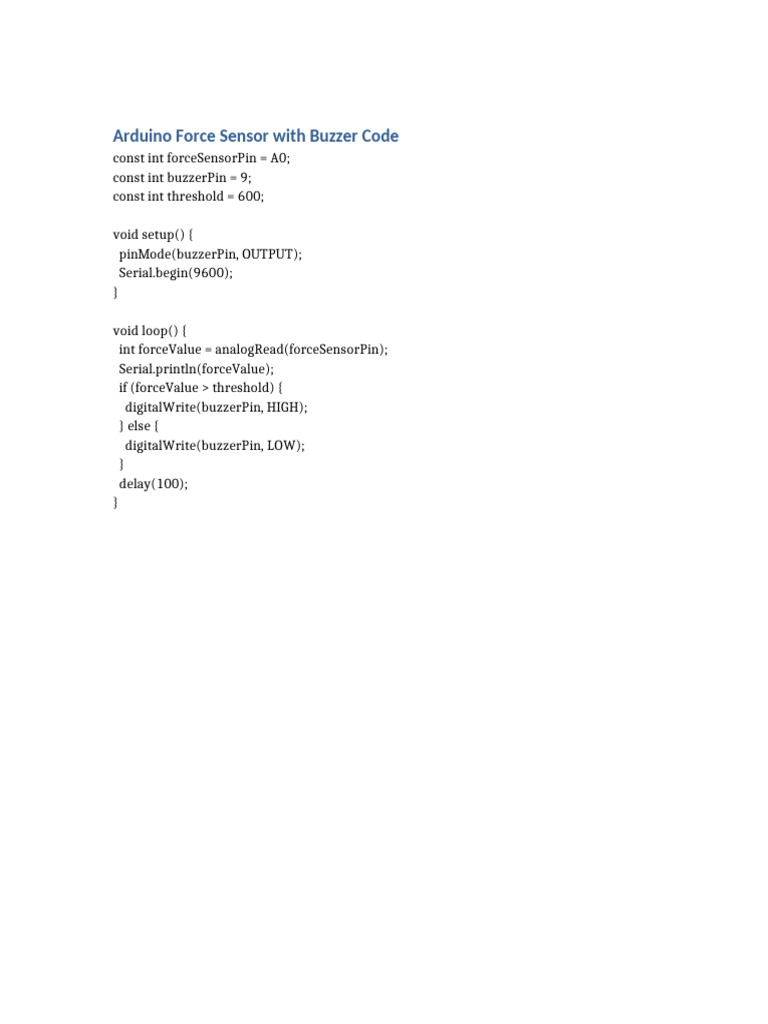 Force Sensor Buzzer Code | PDF