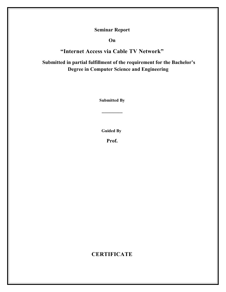 Internet Access via Cable TV Seminar Report | PDF