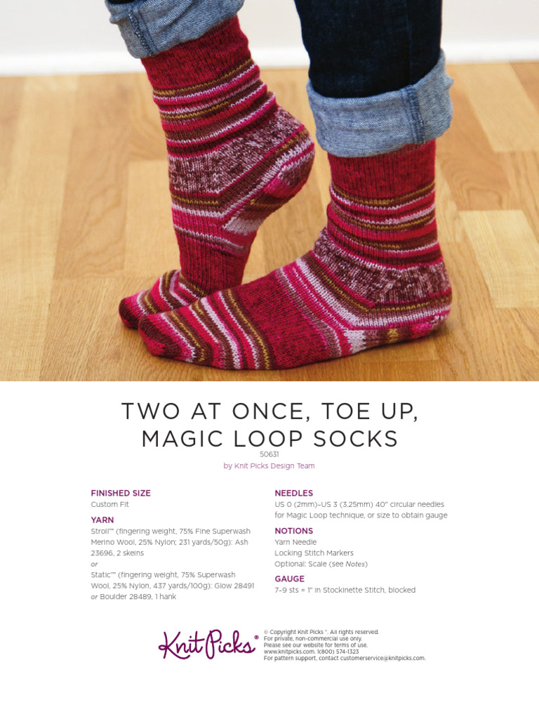 50631 Two at a Time Toe Up Magic Loop Socks | PDF