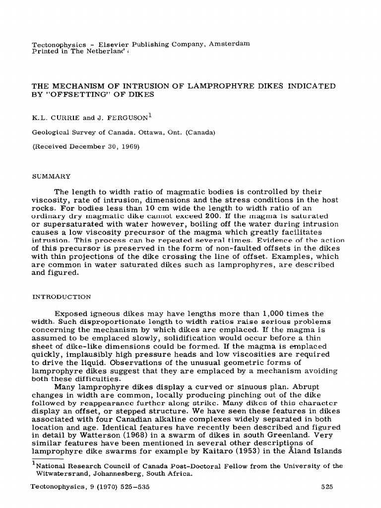 1970 Currie and Ferguson. Tectonophysics | PDF | Magma | Rocks