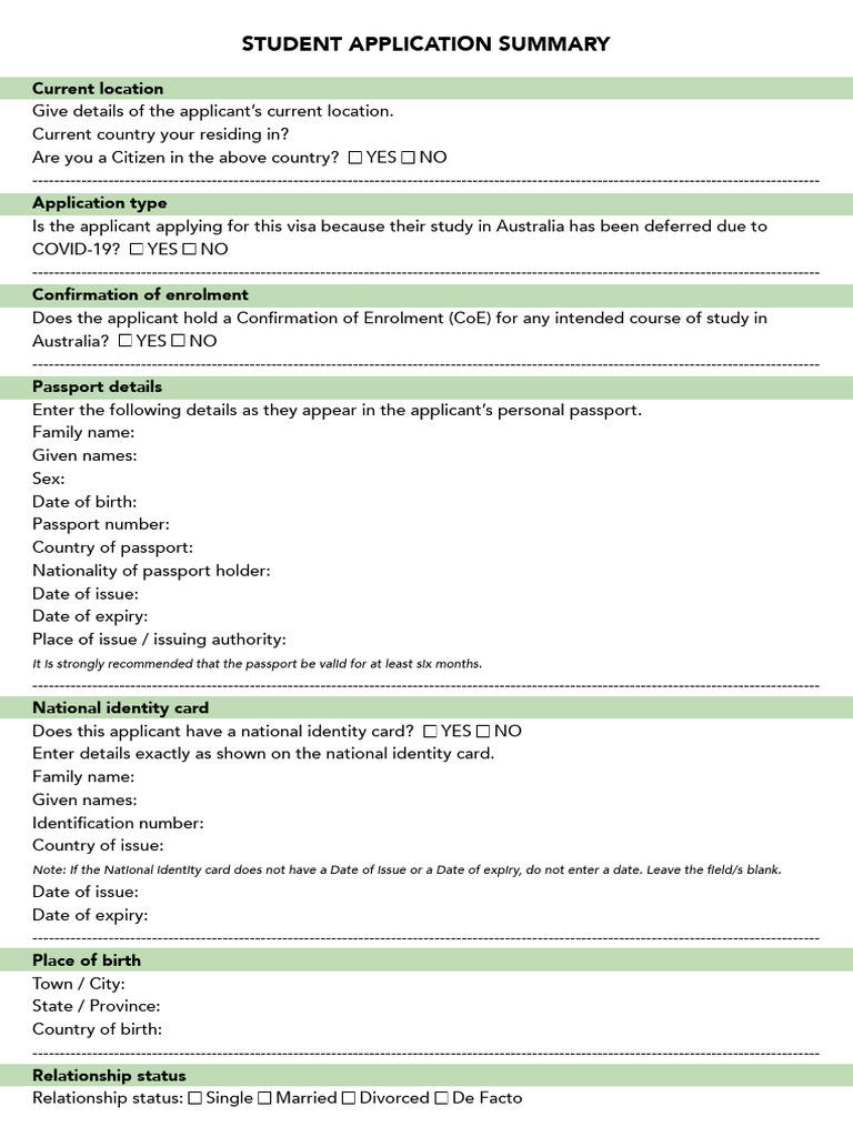 Student Application Summary | PDF | Identity Document | Passport