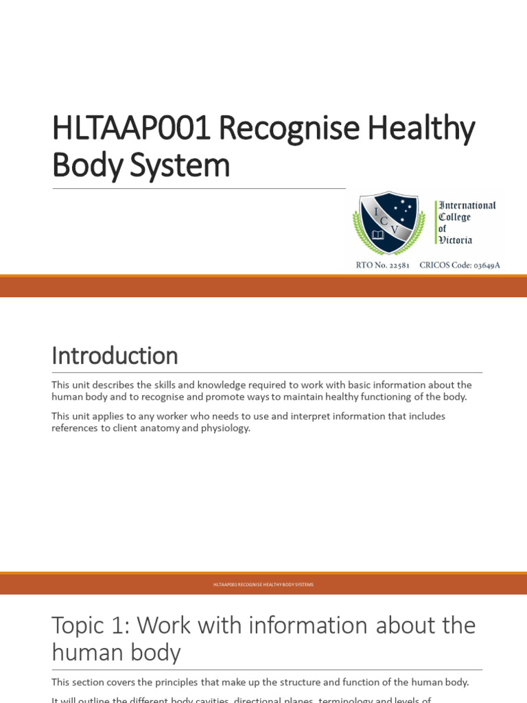 HLTAAP001_Recognise Healthy Body SystemsV2 | PDF | Chemical Synapse ...