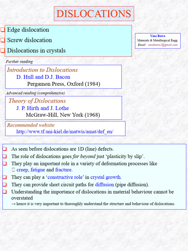Section 5b - Crystal Imperfections Dislocations | PDF | Dislocation ...