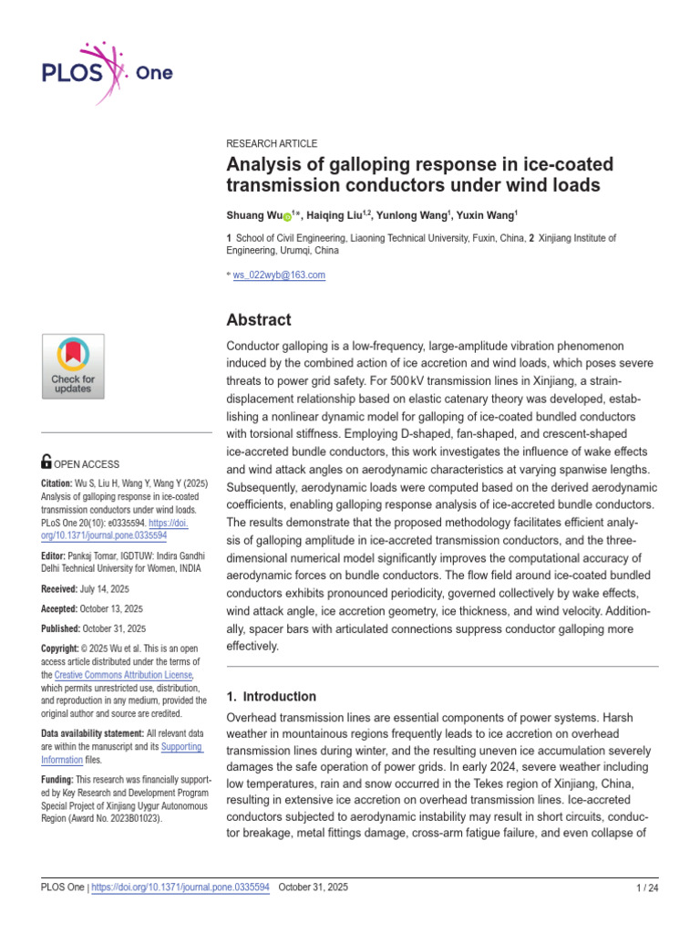 _Analysis of Galloping Response in Ice-coated | PDF | Continuum ...