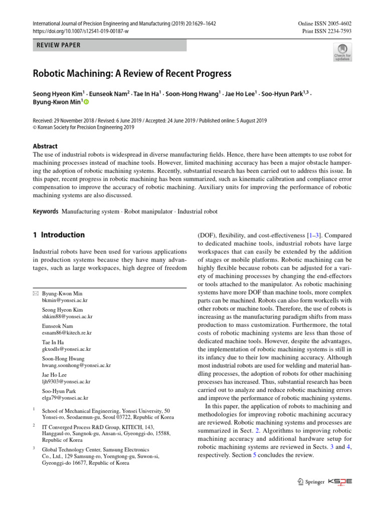 Robotic Machining a Review of Recent Progress | PDF | Machining ...
