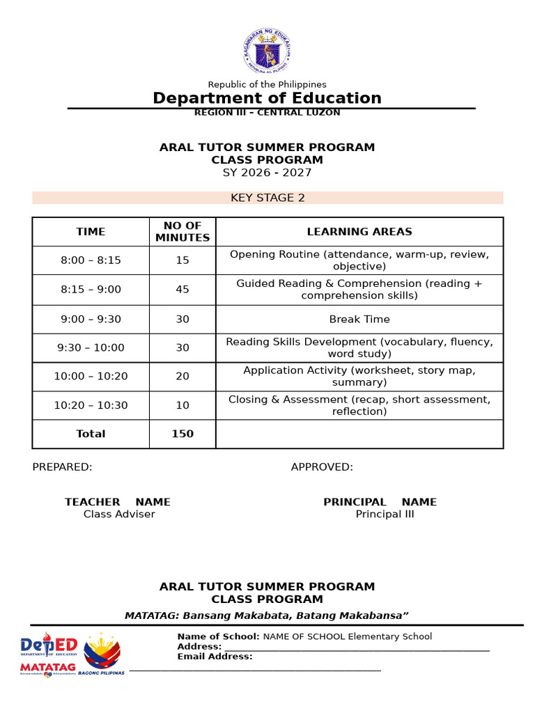 Aral Tutor Summer Program | PDF | Reading Comprehension | Written ...