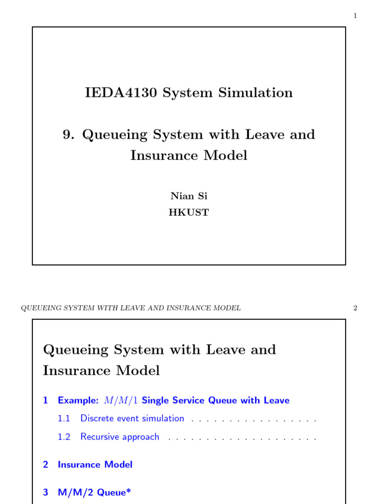 9 Queueing System Leave Insurance Model | PDF | Mathematics ...