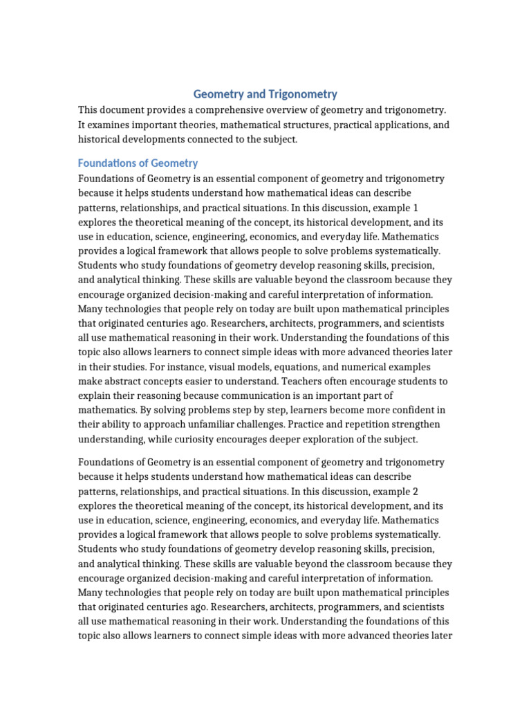Geometry and Trigonometry | PDF | Teaching Mathematics | Theory