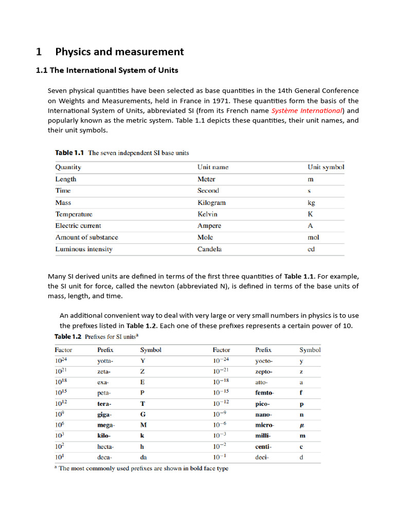 1 Physics and Measurement | PDF | International System Of Units ...