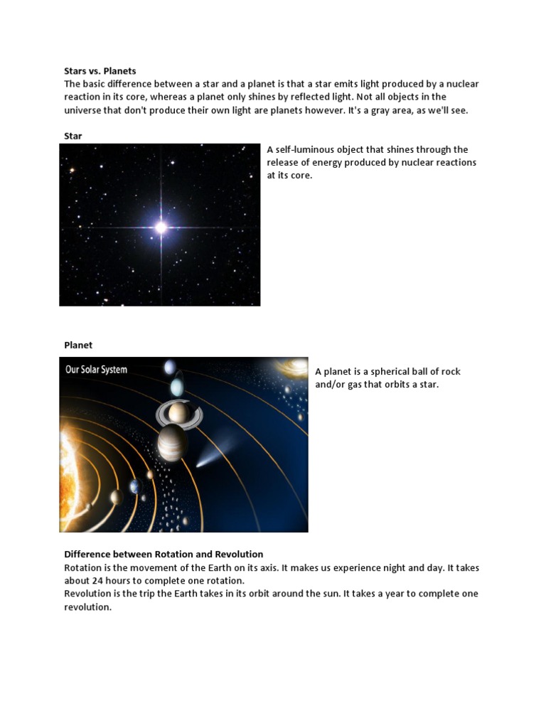 Differences Between Stars and Planets | PDF | Carbon Dioxide | Fuels