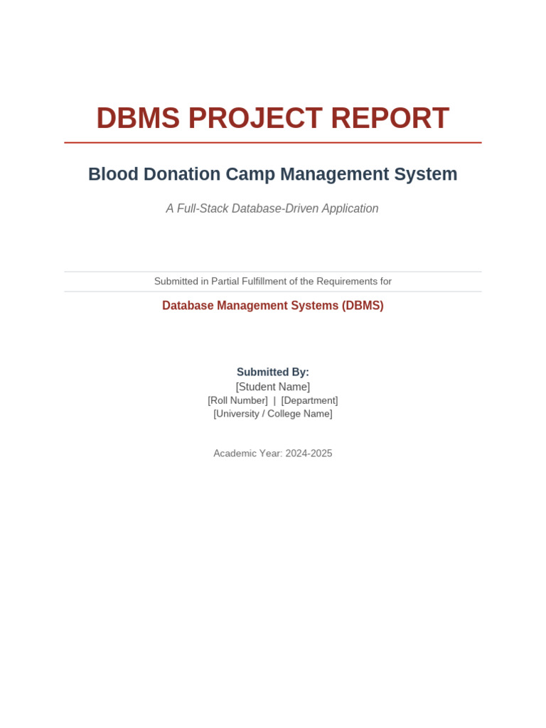 DBMS_Report_Blood_Donation | PDF | Databases | Relational Database