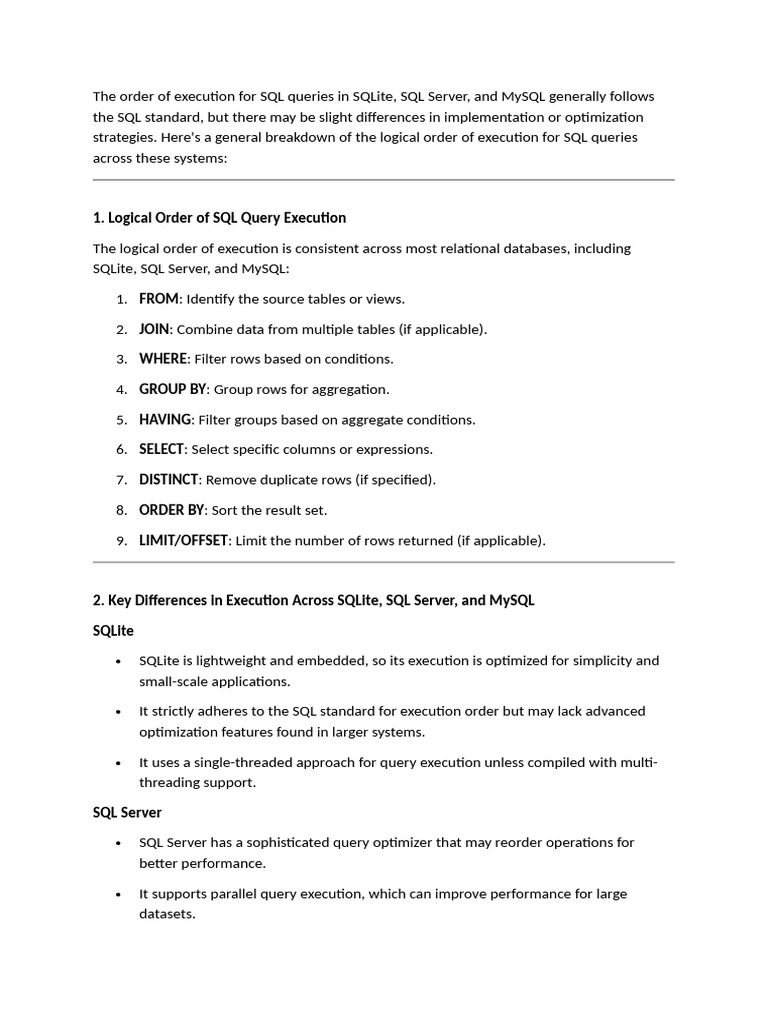 The Order of Execution for SQL Queries | PDF | Database Transaction ...