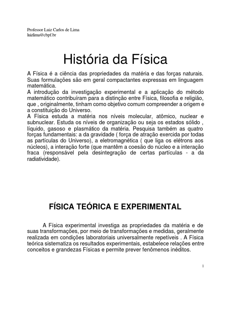 História da Física: Fundamentos e Evolução | PDF