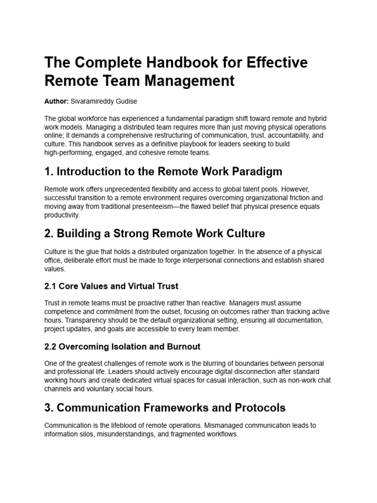 The Complete Handbook for Effective Remote Team Management V2 | PDF ...