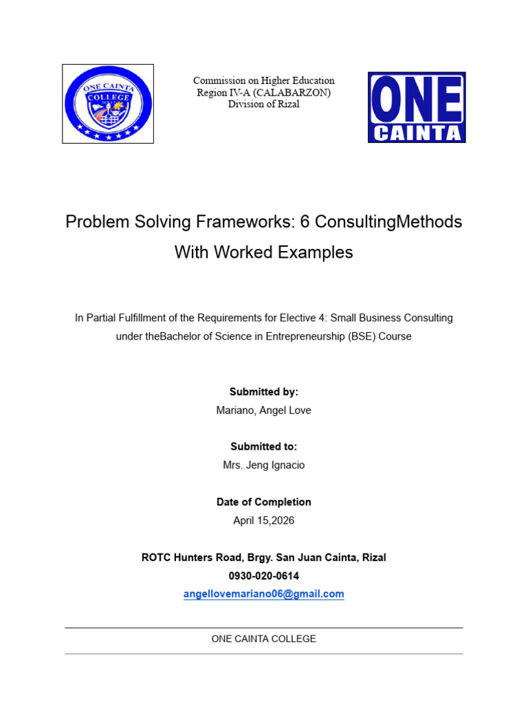 Problem Solving Frameworks 6 ConsultingMethods With Worked Examples ...