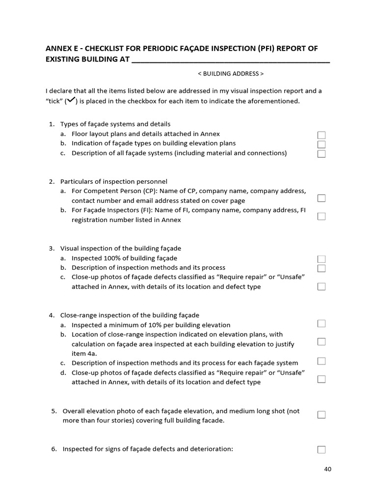 Annex E Checklist of Visual Inspection | PDF