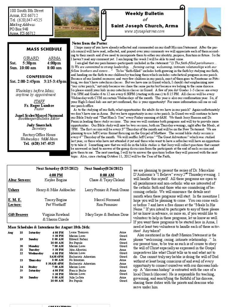 Weekly Bulletin of Saint Joseph Church, Arma PDF Mass (Liturgy