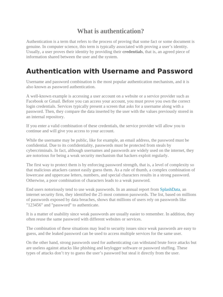 What Is Authentication | PDF | Password | Authentication