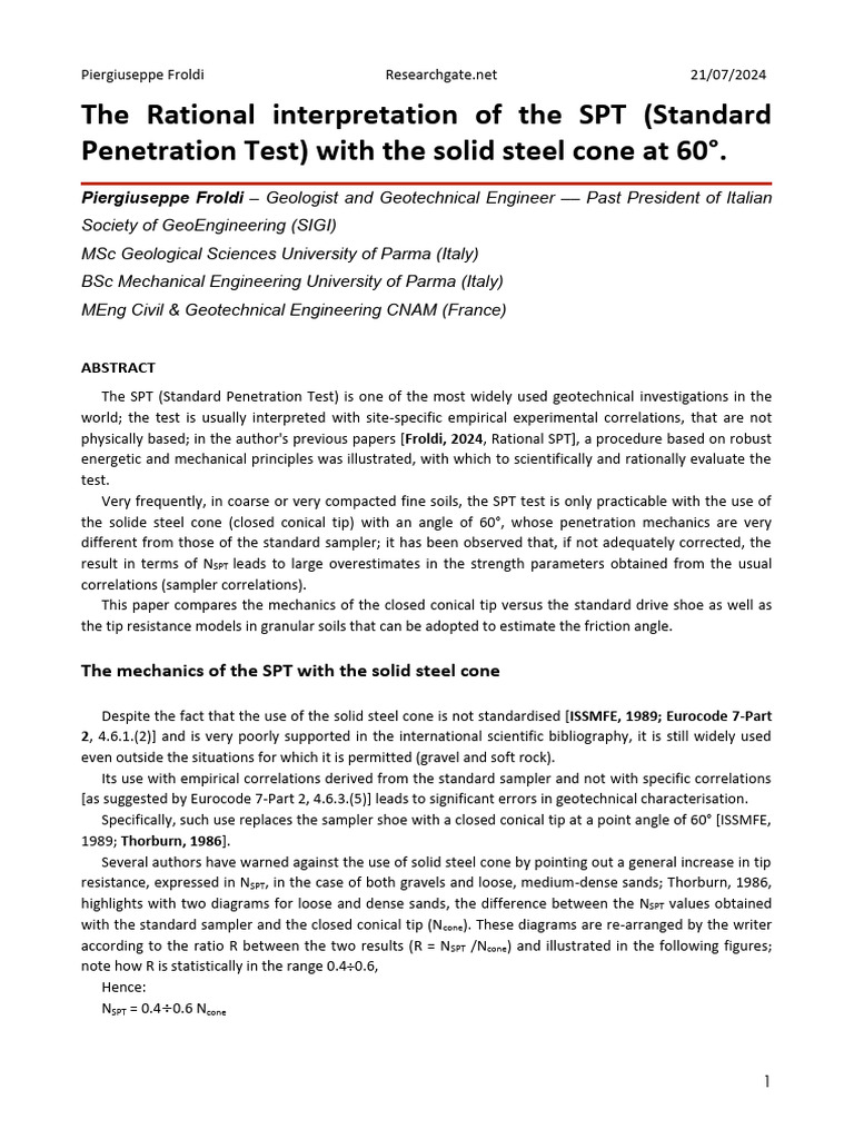 The Rational Interpretation of the SPT S | PDF | Geotechnical ...