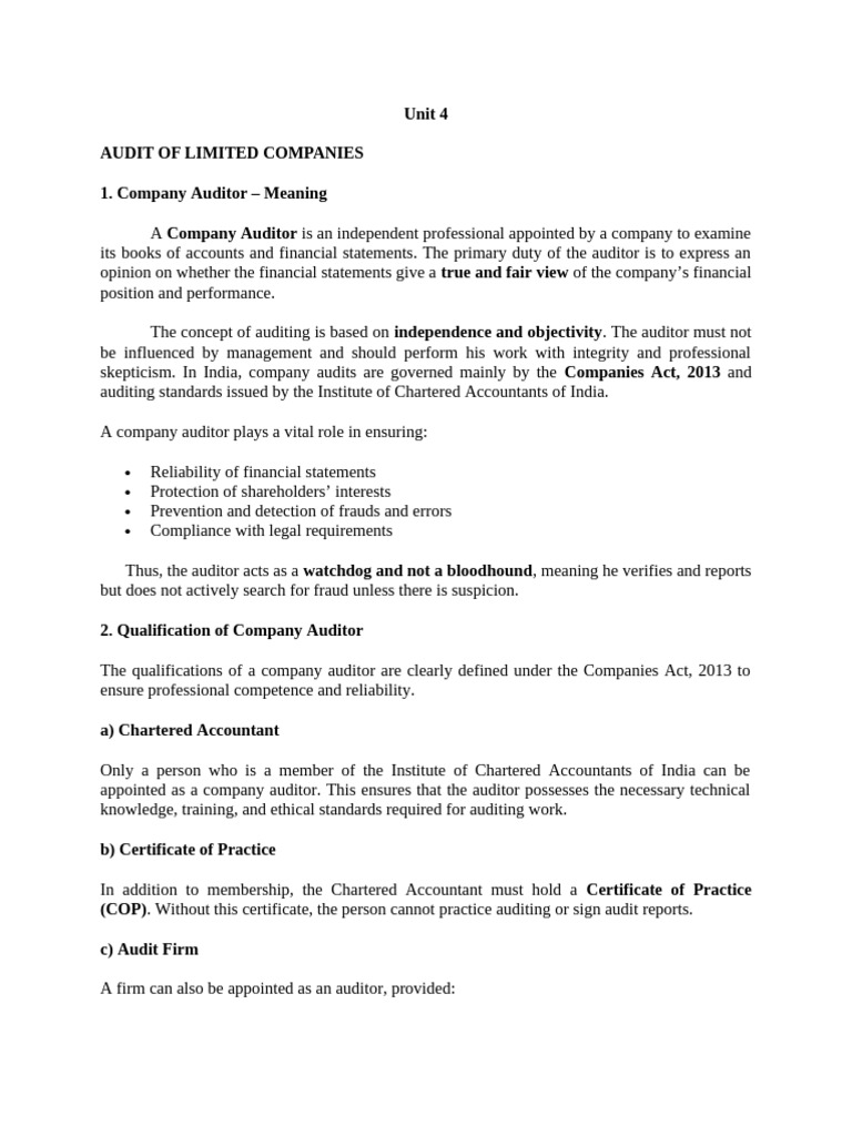 Auditing Unit 4 | PDF | Audit | Financial Audit