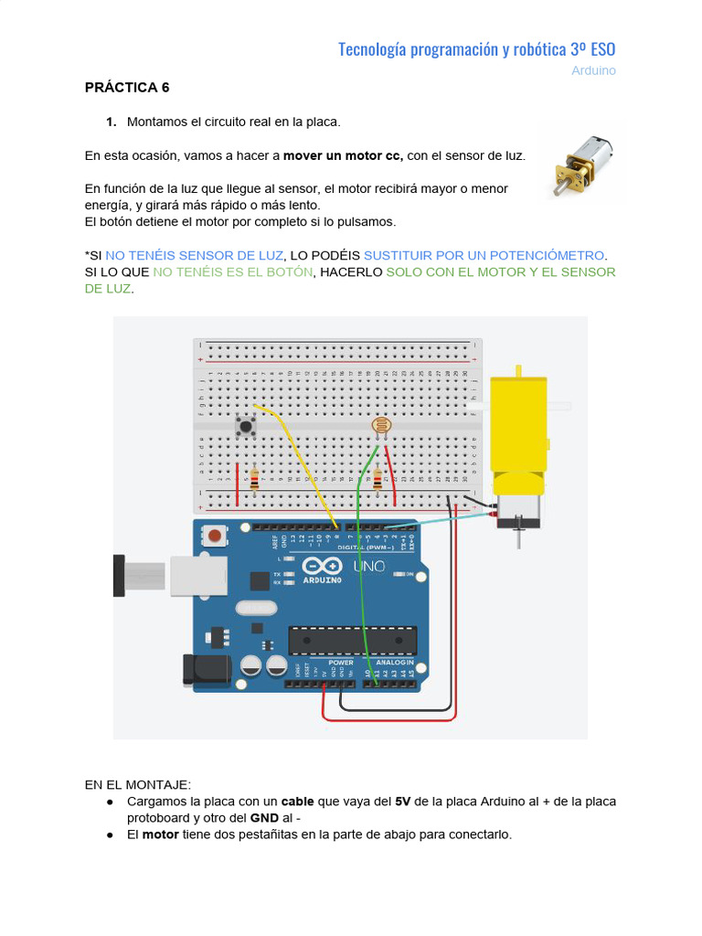 Práctica6 3ESO | PDF | Arduino | Ingenieria Eléctrica