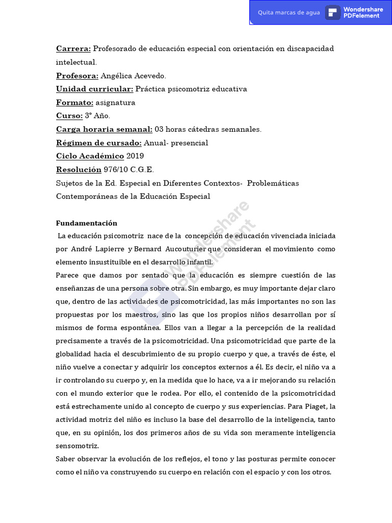3° Ratica Psicomotriz Educativa Acevedo | PDF | Cognición | Ciencias ...