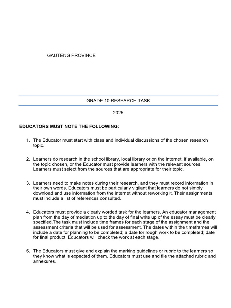 Grade 10 Research Task | PDF | Plagiarism | Knowledge