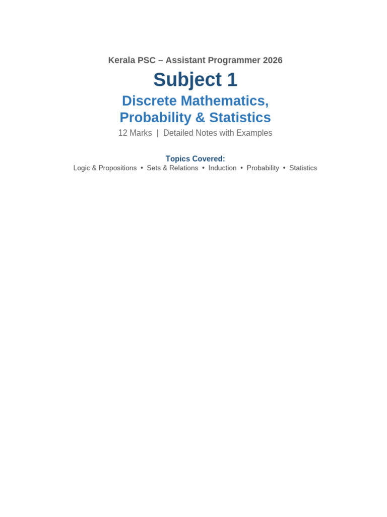 Sub1 Discrete Maths Probability Statistics | PDF | Sampling (Statistics ...