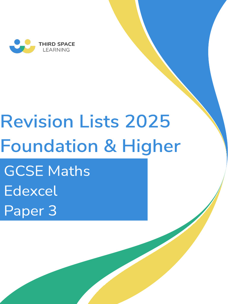 GCSE Maths Edexcel Paper 3 Revision Lists 2025 | PDF | Area ...
