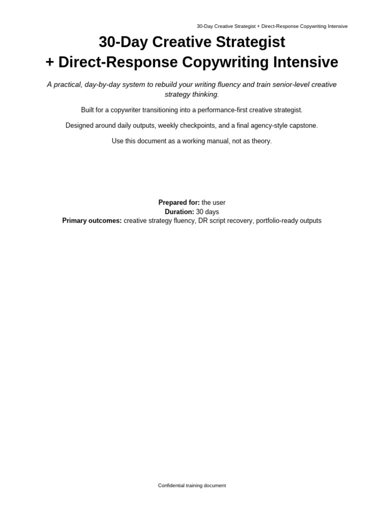30 Day Creative Strategist Training Program | PDF | Hypothesis | Concept