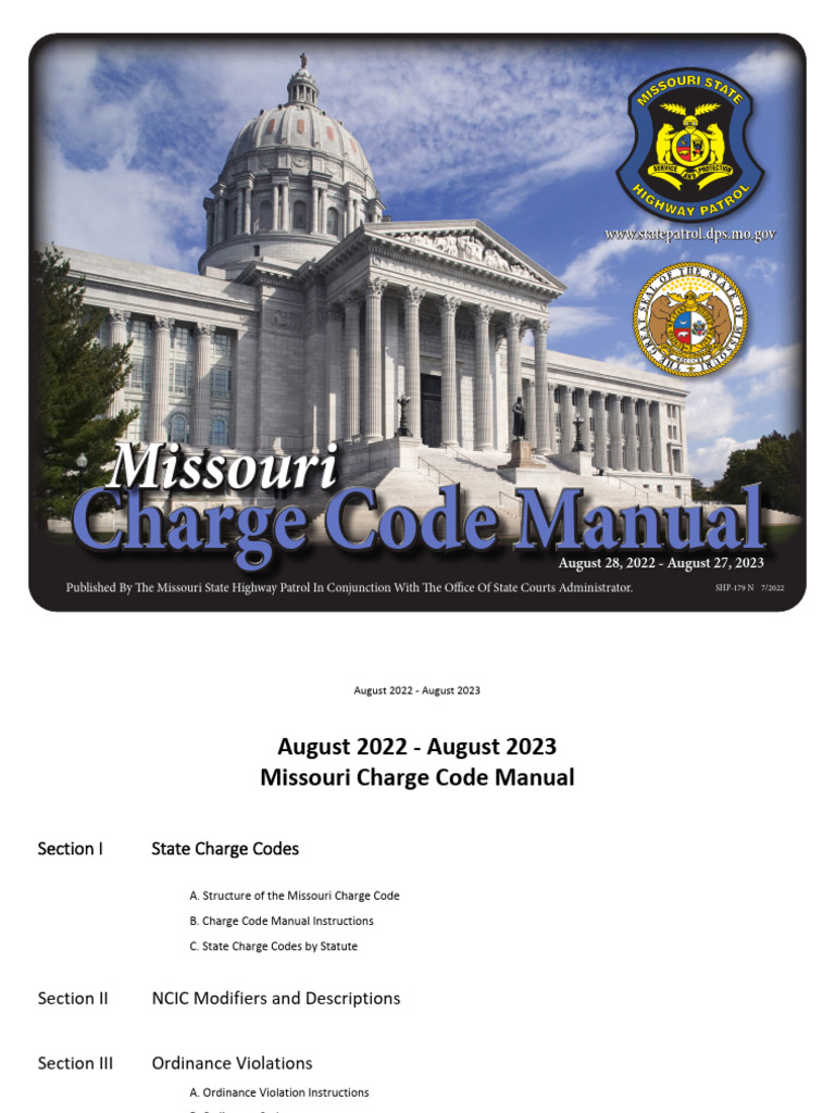 August2022-August2023ChargeCodeManual | PDF | Crimes | Crime & Violence