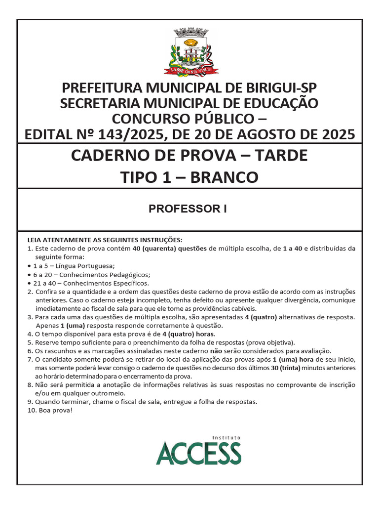 Professo I Birigui 2025 | PDF | Pedagogia | Aprendizado