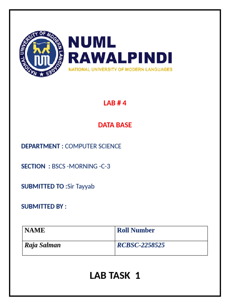 Lab Data Base Raja Salman | PDF