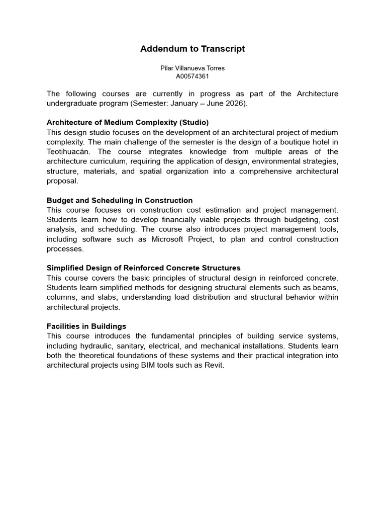 Addendum to Transcript (1) | PDF
