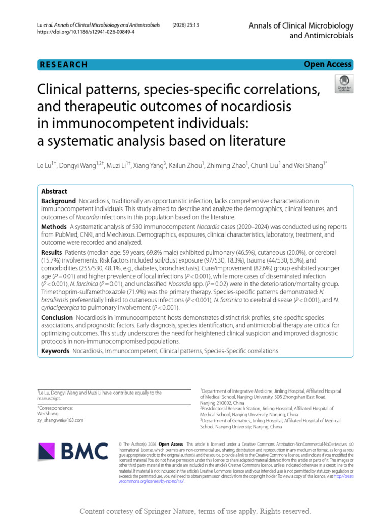 2026 Clinical Patterns Species-specific Correlations An | PDF | Medical ...