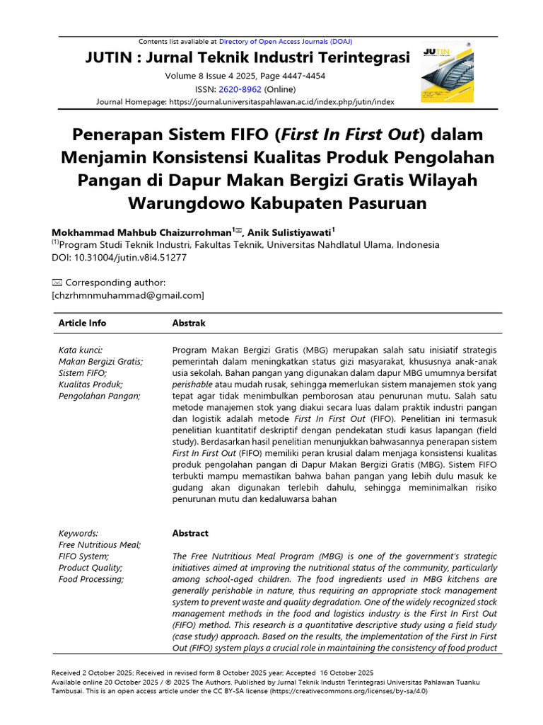 Penerapan Sistem FIFO (First In First Out) dalam Menjamin Konsistensi ...