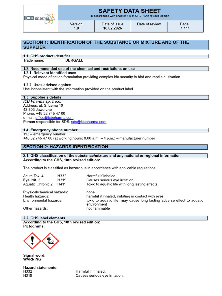Safety Data Sheet: Section 1: Identification of The Substance or ...
