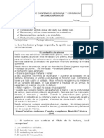 EVALUACIÓN DE CONTENIDOS LENGUAJE Y COMUNICACIÓN