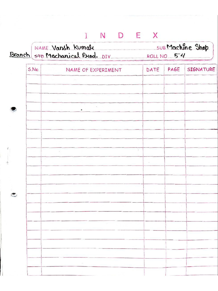 Machine Shop File | PDF