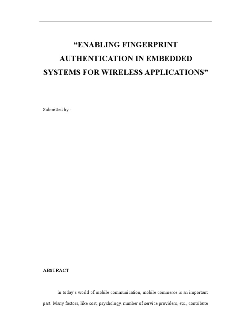 Fingerprint Authentication in Embedded Systems | PDF | System On A Chip ...